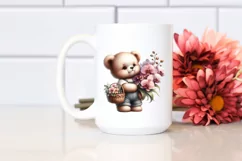 baby Bear Holding Flowers and Orchid Bouquet | Sublimation | Product Image 2