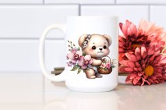 baby Bear Holding Flowers and Orchid Bouquet | Sublimation | Product Image 2