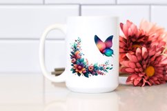 Abstract Vibrant Butterfly with Flowers PNG Product Image 2