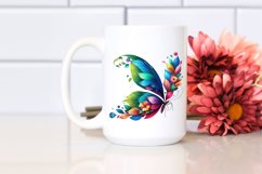 Abstract Vibrant Butterfly with Flowers PNG Product Image 2