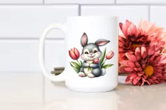 Easter Bunny Flower, Clipart |T-shirt, Mug PNG Product Image 3