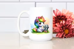 Cute Baby Unicorn Grave Stile Clipart Product Image 2