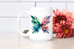Abstract Vibrant Butterfly with Flowers PNG Product Image 2