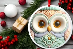 3D Marzipan Owl Christmas Sublimation PNG Product Image 2