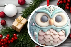 3D Marzipan Owl Christmas Sublimation PNG Product Image 2
