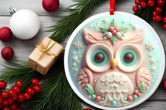 3D Marzipan Owl Christmas Sublimation PNG Product Image 2
