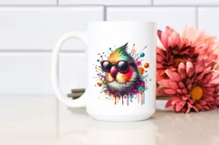 Colorful Bird with Sunglasses, Quirky Art Product Image 2