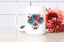 colorful Magical Aster Mushroom | Sublimation | Clipart Product Image 2