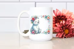 Colorful Baby Polar Bear Floral Clipart Product Image 2