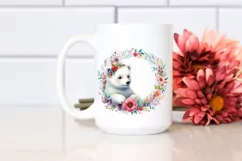 Colorful Baby Polar Bear Floral Clipart Product Image 2
