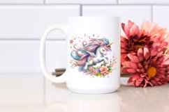 Colorful Unicorn with Spring Petals PNG Product Image 2