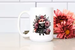 Baby Fox Holding Flowers and Dahlia Bouquet | Sublimation | Product Image 2