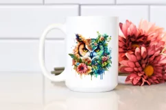 Abstract Vibrant Butterfly with Flowers PNG Product Image 2