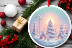 Pastel Christmas Candy Scene Sublimation PNG Product Image 2