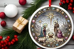 Round Christmas Ornament Sublimation|Clipart Product Image 1
