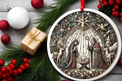 Round Christmas Ornament Sublimation|Clipart Product Image 1