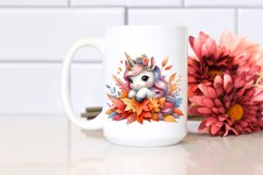 Colorful Baby Unicorn with Autumn Leaves PNG Product Image 2