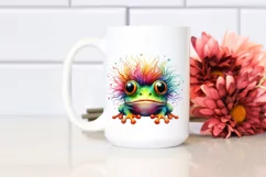 Colorful Layered Watercolor Baby Frog with Crazy Eyes and Product Image 2