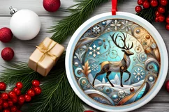 Round Christmas Ornament Sublimation|Clipart Product Image 1
