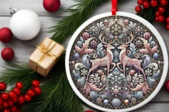 Round Christmas Ornament Sublimation|Clipart Product Image 1