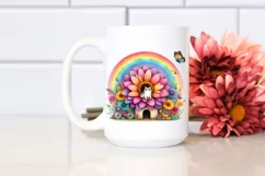 Kitten Flower Rainbow Watercolor Illustration Clipart Product Image 2
