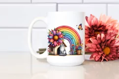 Kitten Flower Rainbow Watercolor Illustration Clipart Product Image 2
