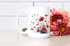 Red Flowers Abstract Watercolor Clipart Product Image 2
