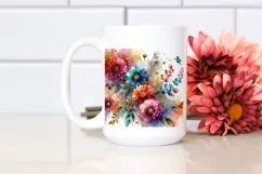 Vibrant Abstract with Small Gerbera and Gold PNG Product Image 2