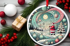 Round Christmas Ornament Sublimation|Clipart Product Image 2