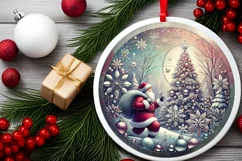 Round Christmas Ornament Sublimation|Clipart Product Image 1