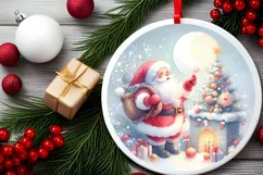 Pastel Santa Christmas Sticker Sublimation PNG Product Image 2