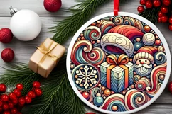Round Christmas Ornament Sublimation|Clipart Product Image 2