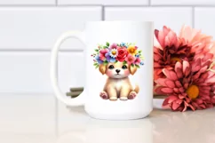 Colorful Flower Crown Puppy | Sublimation | Clipart Product Image 2