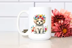 Colorful Flower Crown Puppy | Sublimation | Clipart Product Image 2