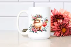 Young Chicken Adorned With Flowers Enjoying A Cocktail | Product Image 2