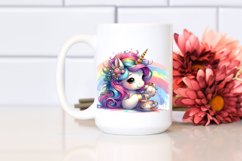 Colorful Baby Unicorn Sipping Tea PNG Product Image 2