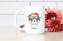 a Baby Polar Bear with Santa Hat and Sky Goggles PNG Product Image 2