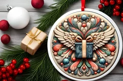 Round Christmas Ornament Sublimation|Clipart Product Image 2