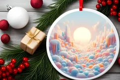 Pastel Christmas Candy Scene Sublimation PNG Product Image 2