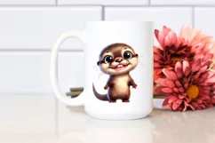 Baby Otter with Big Eyes Standing | Sublimation Clipart Product Image 2