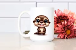 Baby Otter with Big Eyes Standing | Sublimation Clipart Product Image 2