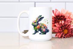 Abstract Vibrant Bunny with Flowers PNG Product Image 2