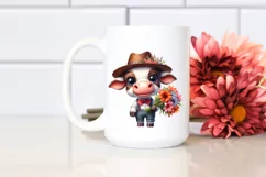 Expressive Cow Flower Bouquet | Sublimation Clipart Product Image 2