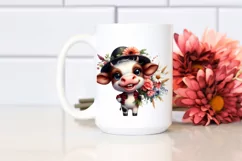 Expressive Cow Flower Bouquet | Sublimation Clipart Product Image 2