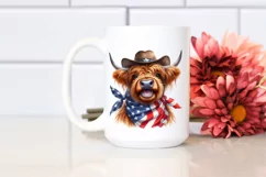 Sublimation USA Flag Highland Cow | Cowboy Hat Product Image 2