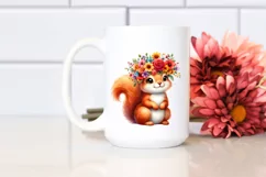 Colorful Flower Crown Squirrel | Sublimation | Clipart Product Image 2