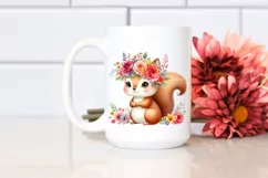 Colorful Flower Crown Squirrel | Sublimation | Clipart Product Image 2