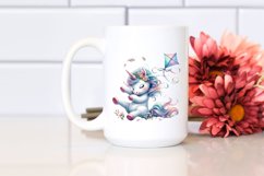 Whimsical Baby Unicorn Tumbling in Spring Petals Product Image 2