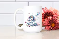 Whimsical Baby Unicorn Tumbling in Spring Petals Product Image 2