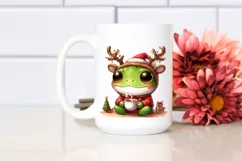 a Watercolor Frog with Reindeer Horns PNG Product Image 2
